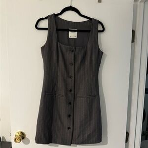 Abercrombie & Fitch Charcoal Pinstripe Midi Dress